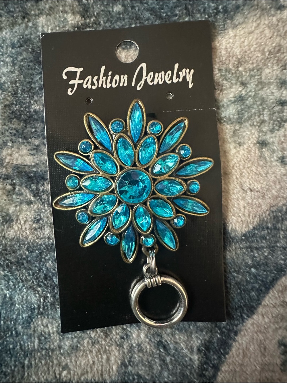 Magnetic Badge Holder Fashion Jewelry Turquoise Flower Brooch Pendant